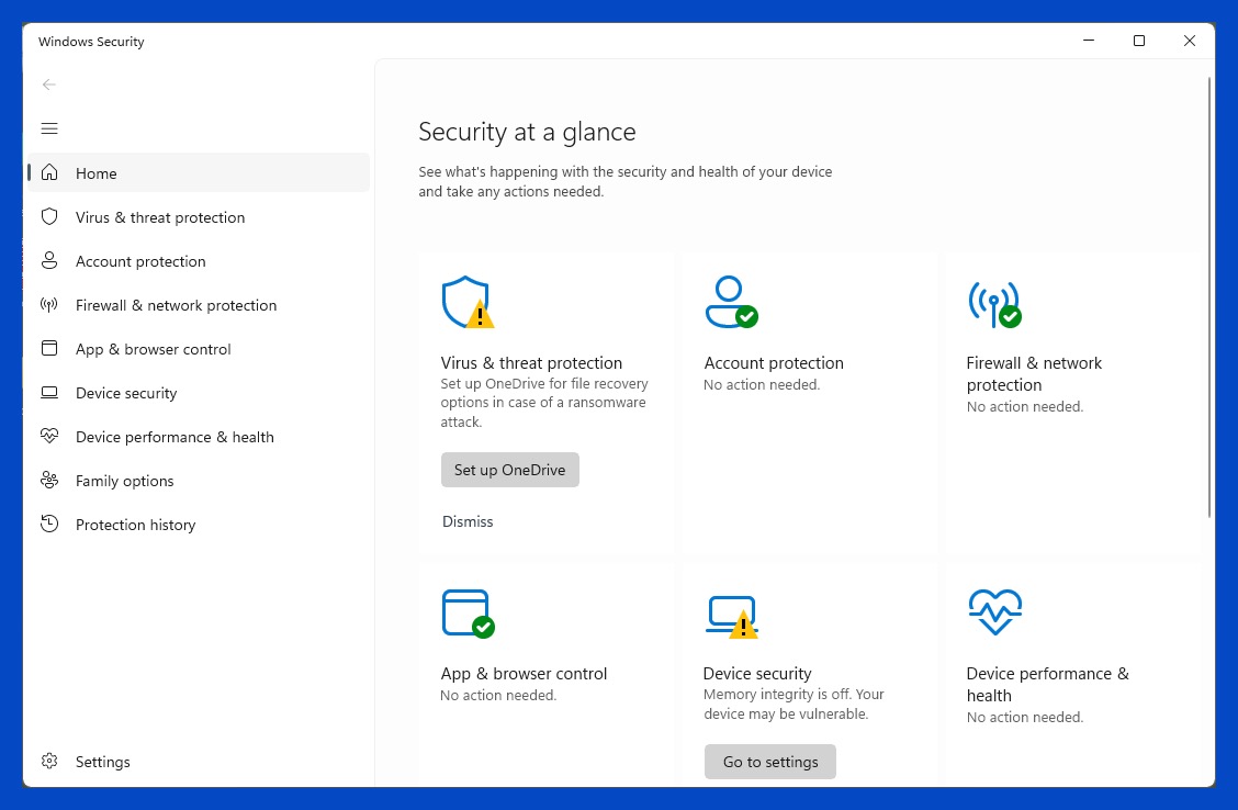 Microsoft Defender Windows Security Center (PCMag)