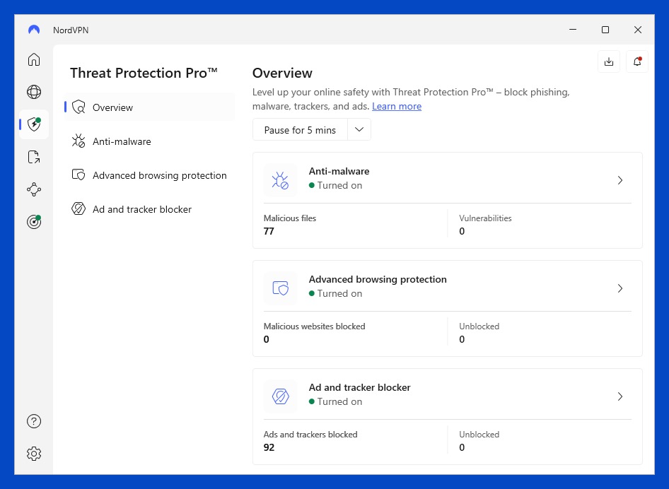 NordVPN Threat Protection console (PCMag)